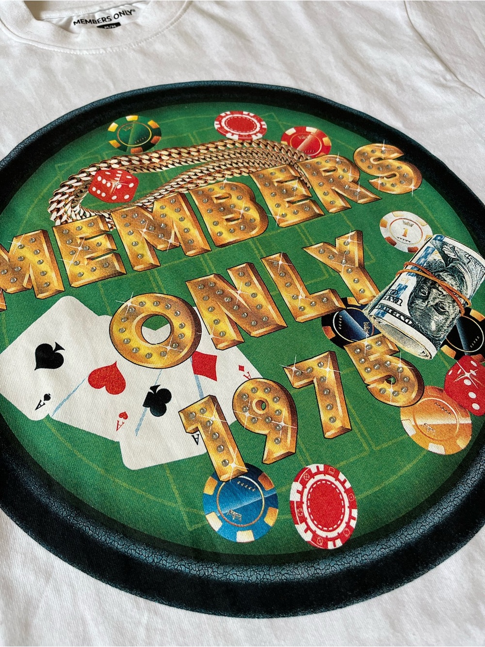 Members Only White Casino Poker Graphic T Shirt Mens Size M NWT